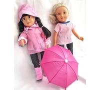 Rainy day outfit with 'wellies' and umbrella to fit 18" dolls like Designafriend and Our Generation