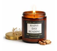 Rainy Day Reading Candle - Vegan Soy Wax Gift Candle for Book Lovers | Amber Glass 200ml | Cozy Bookish Home Fragrance