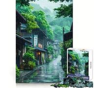 Rainy Japanese Street 1000 Piece Jigsaw Puzzle for Teenagers Fine Logic Toy Relaxing Fun Neat Edge Wall Art Decor (38x26cm)