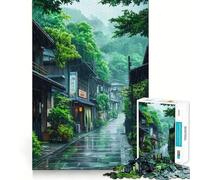 Rainy Japanese Street 1000 Piece Jigsaws for Teenagers Puzzle Boost Memory Quiet Calm Premium Cut Heartfelt Gift (50x75cm)