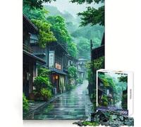 Rainy Japanese Street Jigsaw Puzzle 1000 Piece for Adults Mind Game Toy Peaceful Fun Neat Cut Art Collection Piece (38x52cm)