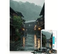 Rainy Japanese Street Jigsaw Puzzle for Adults 1000 Pieces Mind Puzzle Calm Pastime Image Assembly Lovely Present (38x52cm)