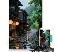Rainy Japanese Street with Lanterns 1000 Pieces Jigsaw Puzzles for Adults Mind Exercise Toy Relax Time Precision Cut Stylish Gift (50x75cm)