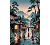 Rainy Kyoto Journal: Elegant Japanese Street Inspired Lined Notebook for Writing, Journaling & Daily Notes