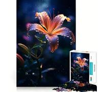 Rainy Lily Flower Hard Jigsaw Puzzle for Adults 1000 Pieces Mind Puzzle Calm Relax Art Assembly (50x75cm)