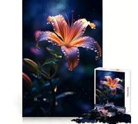 Rainy Lily Flower Jigsaw Puzzles for Adults1000 Piece Brain Teaser Home Leisure Image Assembly Birthday Gift (38x26cm)