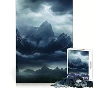 Rainy Mountain Thunder Jigsaw Puzzles for Teenagers 1000 Pieces Recall Boost Gentle Relax Smooth Cut Stylish Gift (38x26cm)
