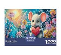 Rainy Mouse Puzzle for Adults 1000 Pieces - Mouse (heart Blooms) Challenging Game Toys Gift for Home Wall Decoration Great Gift Idea38x26cm/1000pcs