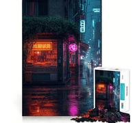 Rainy Neon Cityscape at Night 1000 Pieces Jigsaw Puzzles for Adults Strengthen Memory Casual Fun Clean Edge Classic Gift (38x52cm)