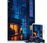 Rainy Neon Cityscape at Night 1000 Pieces Jigsaw Puzzles for Adults Strengthen Memory Casual Fun Clean Edge Classic Gift (38x26cm)