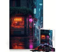 Rainy Neon Cityscape at Night 1000 Pieces Jigsaw Puzzles for Adults Strengthen Memory Casual Fun Clean Edge Classic Gift (38x52cm)