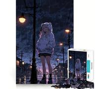 Rainy Night Anime Girl Jigsaw Puzzles 1000 Piece for Teenagers Fine Logic Toy Easy Leisure Neat Edge Festival Gift (38x52cm)