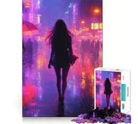 Rainy Night Cityscape Jigsaw Puzzles for Adults1000 Pieces Smart Game Quiet Calm Pattern Assembly Amazing Present (50x75cm)