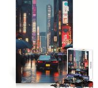 Rainy Night in Japan Hard Jigsaw Puzzle for Adults 1000 Pieces Mind Puzzle Calm Relax Art Assembly (38x52cm)