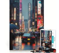 Rainy Night in Japan Hard Jigsaw Puzzle for Adults 1000 Pieces Mind Puzzle Calm Relax Art Assembly (38x52cm)
