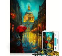 Rainy Night in London Jigsaw Puzzle 1000 Piece for Adults Mind Game Toy Peaceful Fun Neat Cut Art Collection Piece (50x75cm)