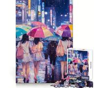 Rainy Night in Tokyo Hard Jigsaw Puzzle for Adults 1000 Pieces Improve Memory Relaxed Mind Sharp Edge Stylish Gift (38x52cm)