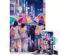 Rainy Night in Tokyo Hard Jigsaw Puzzle for Adults 1000 Pieces Improve Memory Relaxed Mind Sharp Edge Stylish Gift (38x52cm)