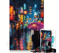 Rainy Night in Tokyo Jigsaw 1000 Pieces for Teenagers Strengthen Memory Calm Relax Smooth Edge Amazing Present (38x26cm)
