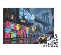 Rainy Night Puzzles 1000 Piece Challenge Toy City Street Impossible Jigsaw Puzzle Educational Game Home Decoration Gift 1000pcs (75x50cm)