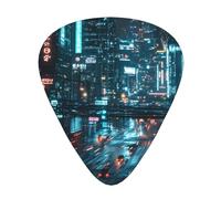 Rainy Night Street Printed pick set - 12 pieces, thin, medium and thick guitar picks, suitable for guitar, bass, electric guitar and ukulele