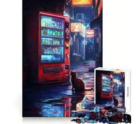 Rainy Night Vending Machine Jigsaw Puzzles for Teenagers 1000 Piece Recall Upgrade Calm Relax Clear Cut Art Collection Piece (50x75cm)