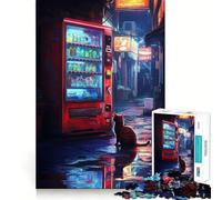 Rainy Night Vending Machine Jigsaw Puzzles for Teenagers 1000 Piece Recall Upgrade Calm Relax Clear Cut Art Collection Piece (50x75cm)