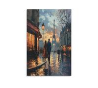 Rainy Paris Art - The Canvas Prints of Reproduction Artwork Pictures on Canvas Eiffel Tower Wall Art for Home Office Decorations 12x18inch(30x45cm)