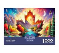 Rainy Parrot 1000 Piece Puzzle - Mountain Lake Fiery Sunset Puzzles for Adults Educational Game Jigsaw Puzzle Fun Present for Home52x38cm/1000pcs