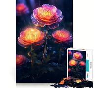 Rainy Ranunculus Flower Jigsaw Puzzles 1000 Piece for Adults Intellect Toy Calm Relax Precise Cut Santa Wish Item (38x52cm)