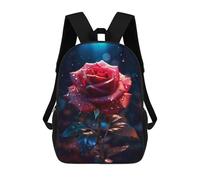 Rainy Red Rose Flower Backpack, 3D Printed School Bag, School Lunch Bag, Travel Backpack, Friends Backpack, School Backpack for Girls And Boys 17inch
