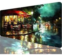 Rainy Season Mouse Pad,1000x500x3mm Mouse Mat Night Desk Mat Large,Soft Smooth Surface with Anti-Slip Rubber Base Mousepad Waterproof,Durable,Extended Length Desk Pad for Christmas Decorations N1-733