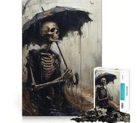 Rainy Skeleton Charm 1000 Piece Jigsaws for Teenagers Puzzle Boost Memory Quiet Calm Premium Cut Heartfelt Gift (50x75cm)