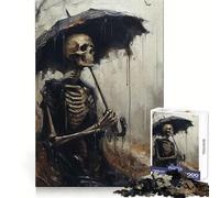Rainy Skeleton Charm 1000 Piece Jigsaws for Teenagers Puzzle Boost Memory Quiet Calm Premium Cut Heartfelt Gift (38x26cm)