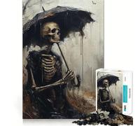 Rainy Skeleton Charm Hard Jigsaw Puzzle for Adults 1000 Pieces Pure Logic Toy Home Activity Clean Cut Lovely Gift (38x52cm)