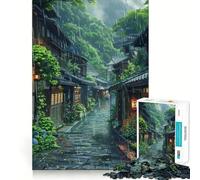 Rainy Street 1000 Piece Jigsaw Puzzles for Adults Jigsaw Mind Play Home Pastime Clean Edge Lovely Present (38x26cm)