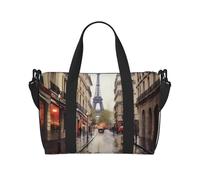 Rainy Street in Paris Crossbody Travel Bag - Water-Resistant Carry-On Handbag, Large Capacity Gym Bag