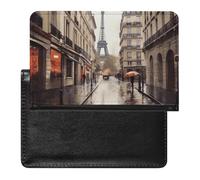 Rainy Street in Paris Passport Holder Passport Cover Protector Essentials with Credit Card Slots for Women Men