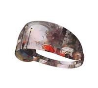 Rainy Street In Paris Printed elastic sports headband stretchy sports headband suitable for sports travel and indoor fitness