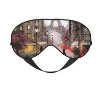 Rainy Street in Paris Printing Reversible Design Sleep Mask, Ideal for Camping, Meditation & Shifts, Snug Fit,No Light Leakage