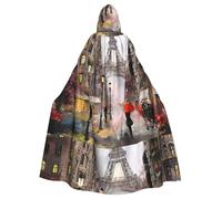 Rainy Street In Paris Printing Vampire Halloween Hooded Cloak (57.8 Inches Length), Comfortable Large Hood Ideal For Cosplay