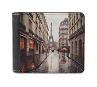 Rainy Street in Paris Wallet Fashionable Slim Leather Wallet with Multiple Card Slots And Hidden Compartments Wallets