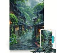 Rainy Street Jigsaw Puzzle for Adults 1000 Pieces Memory Boost Group Play Pattern Assembly Xmas Surprise (50x75cm)
