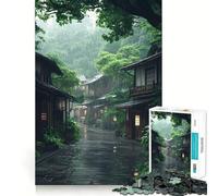 Rainy Street Jigsaw Puzzles for Adults1000 Pieces Memory Boost Together Fun Image Assembly Art Collectible (50x75cm)