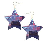 Rainy Streets Stylish Leather Earrings â€“ Unique Star-Shaped Pvc Leather Pendant Earrings With 925 Sterling Silver Plated Hooks: Fashionable And Stylish, Showcasing Individuality