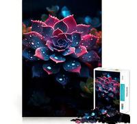 Rainy Succulent Flower Jigsaw 1000 Pieces for Teenagers Strengthen Memory Calm Relax Smooth Edge Amazing Present (50x75cm)
