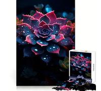 Rainy Succulent Flower Jigsaw Puzzle for Adults 1000 Pieces Mind Puzzle Calm Pastime Image Assembly Lovely Present (38x52cm)