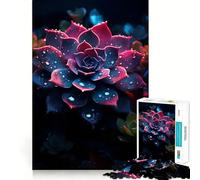 Rainy Succulent Flower Jigsaw Puzzle for Adults 1000 Pieces Mind Puzzle Calm Pastime Image Assembly Lovely Present (38x52cm)