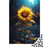 Rainy Sun Flower 1000-Piece Puzzle for Adults, 52x38cm/1000pcs, A Relaxed Project for Colder Days; White Cardboard with A Clean Surface