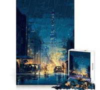 Rainy Tokyo Street Scene Jigsaw Puzzle for Teenagers 1000 Pieces Mind Game Toy Relaxed Mind Neat Cut (38x52cm)